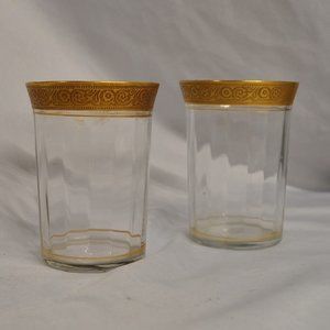 TWO 10 oz tiffin-franciscan gold trim minton tumblers (433w)